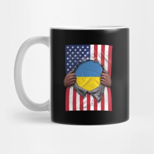 Ukraine Flag American Flag Ripped - Gift for Ukrainian From Ukraine Mug